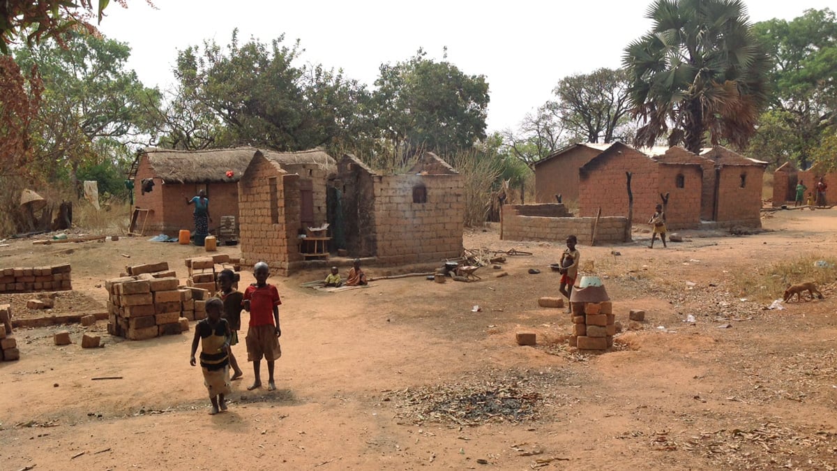 Destroyed houses in the village of Boyeli (near Bozoum) burned by the Seleka in January 2014