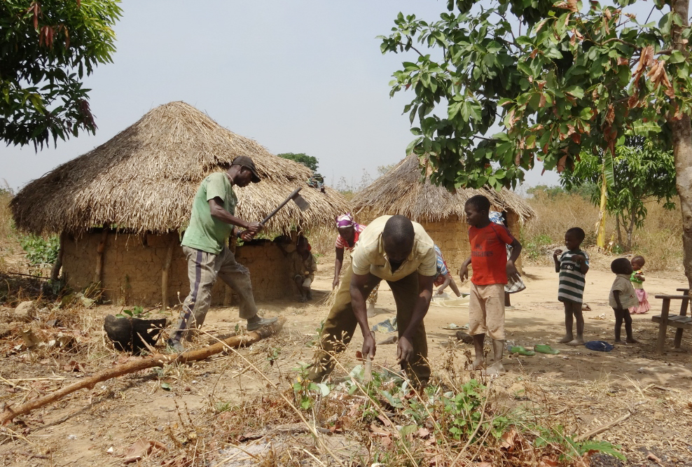'Field huts' near Bessan that many displaced people are using for refuge in CAR