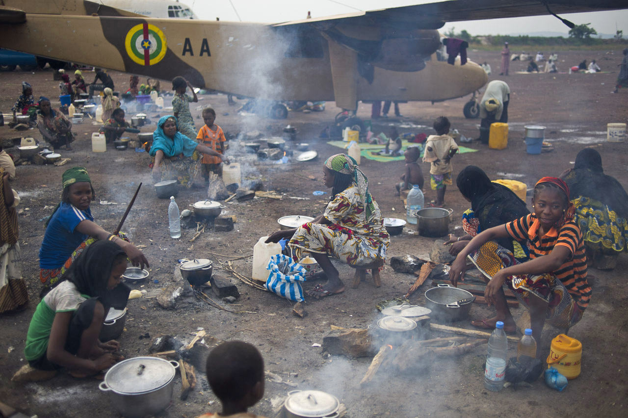Refugees at Bangui's airport