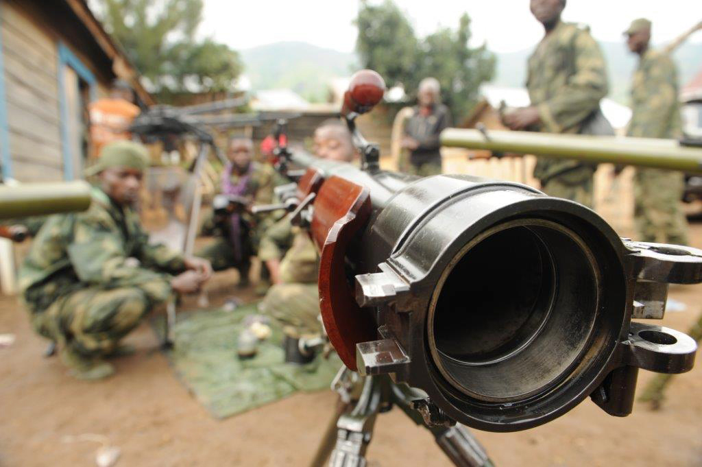 A recoilless rifle in use with the FARDC and captured from the DRC armed group M23 during operations in 2013. The weapon is now being deployed for use against the FDLR in Tongo, Rutshuru Territory, North Kivu province