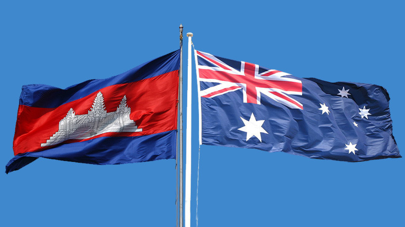 Cambodia and Australia flags