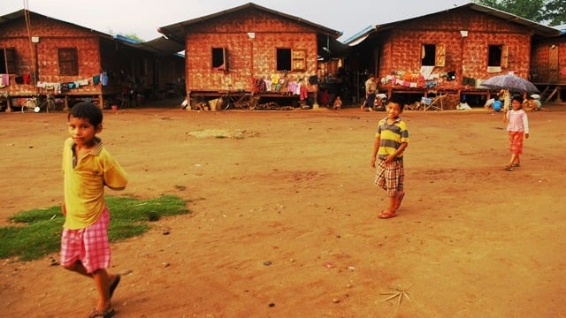A group of children playing at the Jamaikaung IDP camp outside Myitkyina in northern Kachin State. Some 100,000 remain displaced following the collapse of a a 17-year-old ceasefire betweent government forces and the Kachin Independence Army.