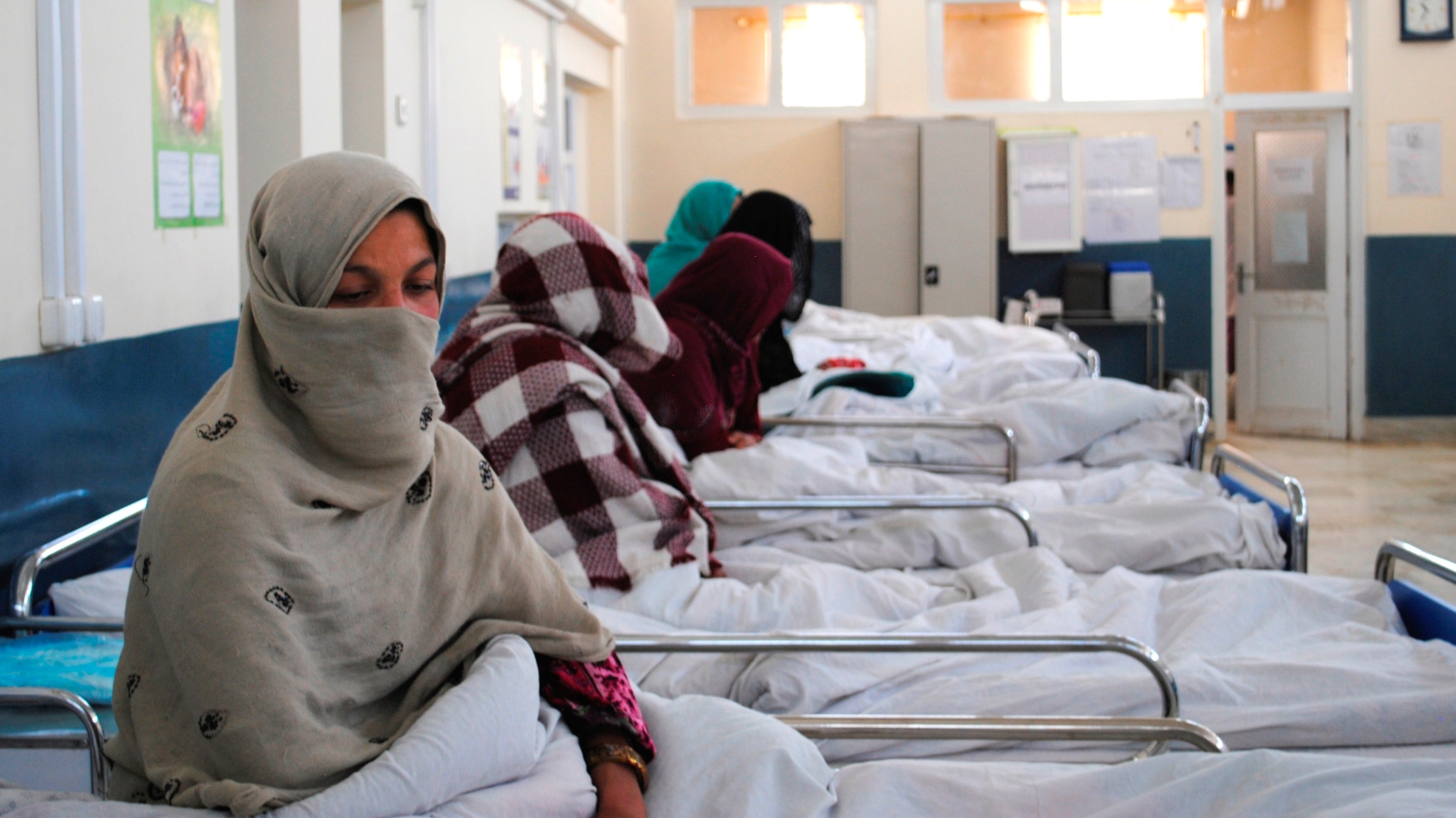 The inpatient department for women who have just given birth at Ahmed Shah Baba Hospital in the Afghan capital Kabul. Women (without complications) can stay up to 12 hours after giving birth. Medecins Sans Frontieres (MSF) has been supporting the distric