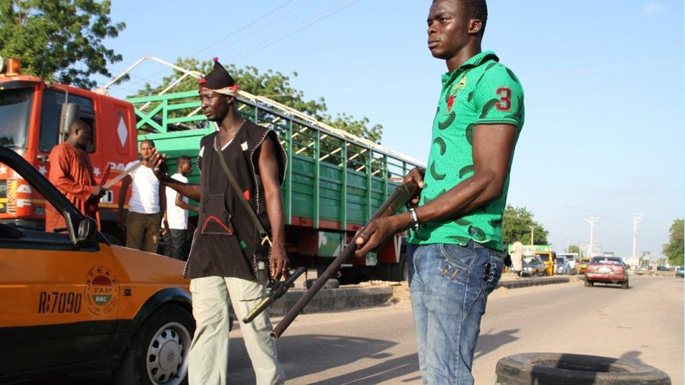Civilian JTF roadblock in Maiduguri