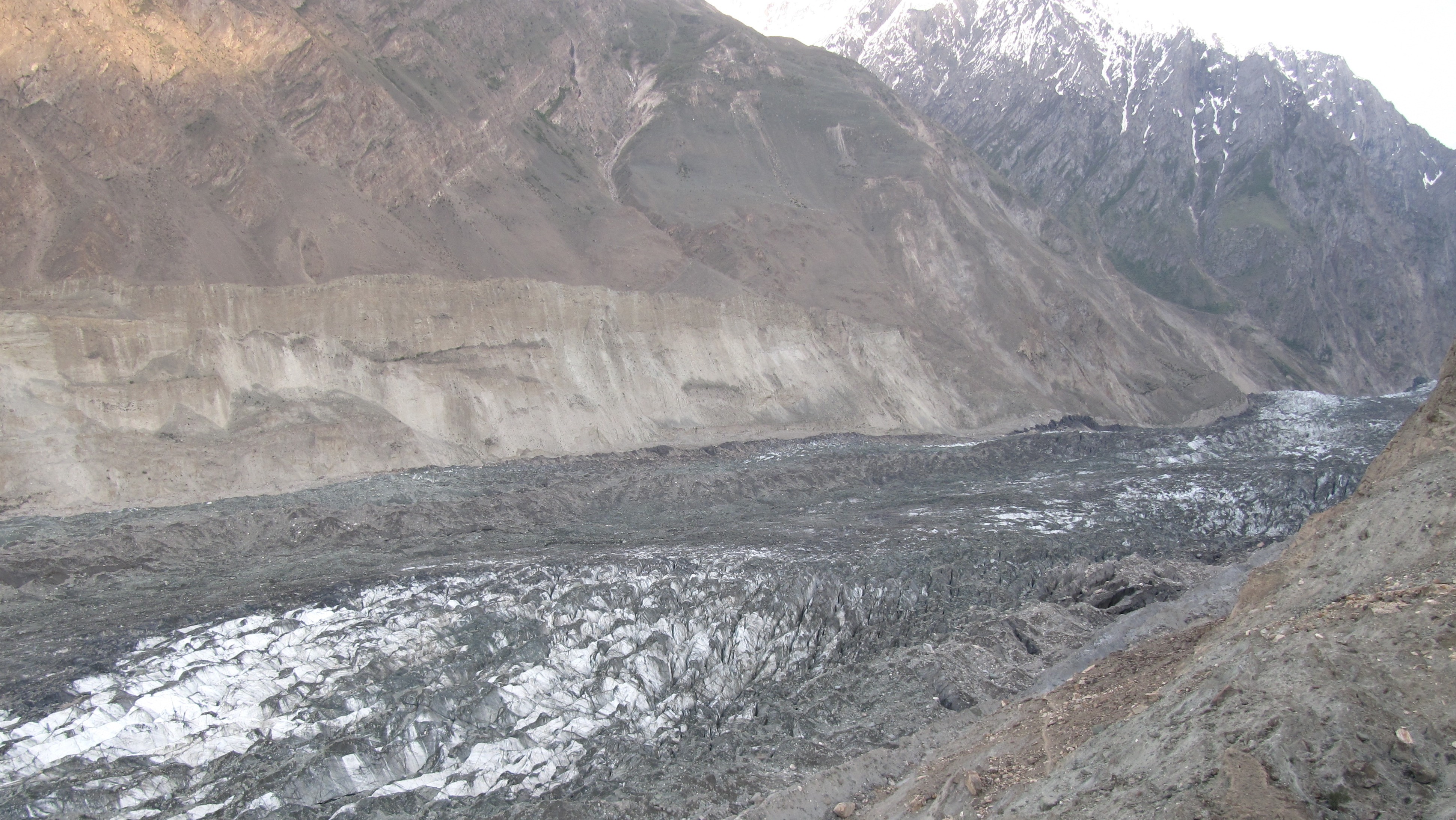 The rapidly melting Hopar Glacier in the Nagar Valley of Pakistan.