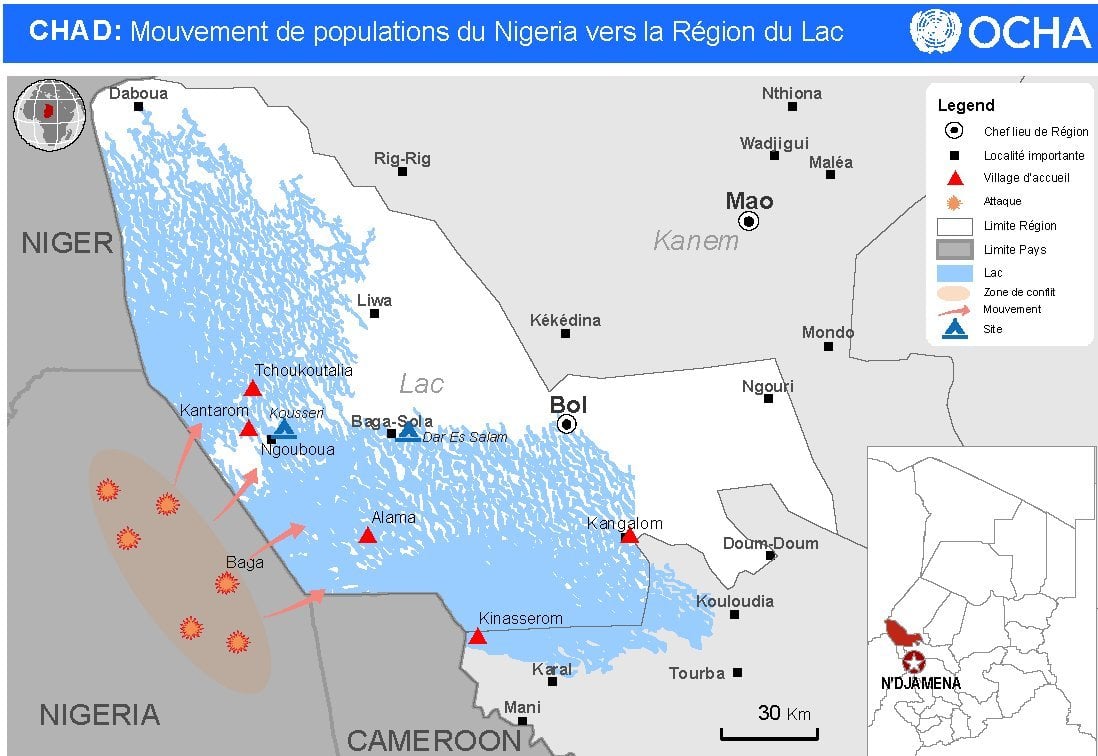 A map of the islands that Nigerians have fled to as they seek to escape Boko Haram