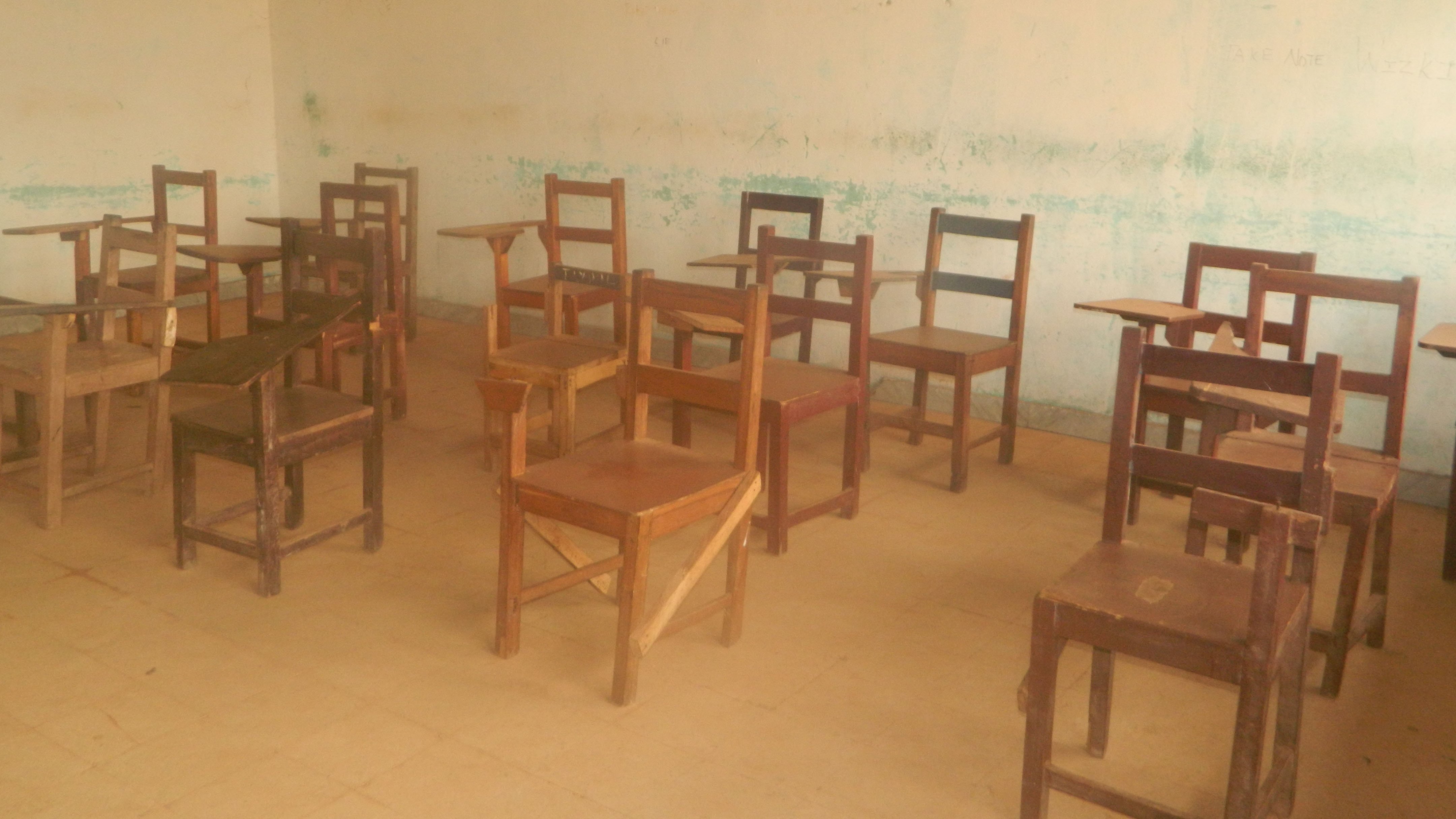 Classrooms remain empty in Liberia following nationwide shutdowns due to the Ebola outbreak.