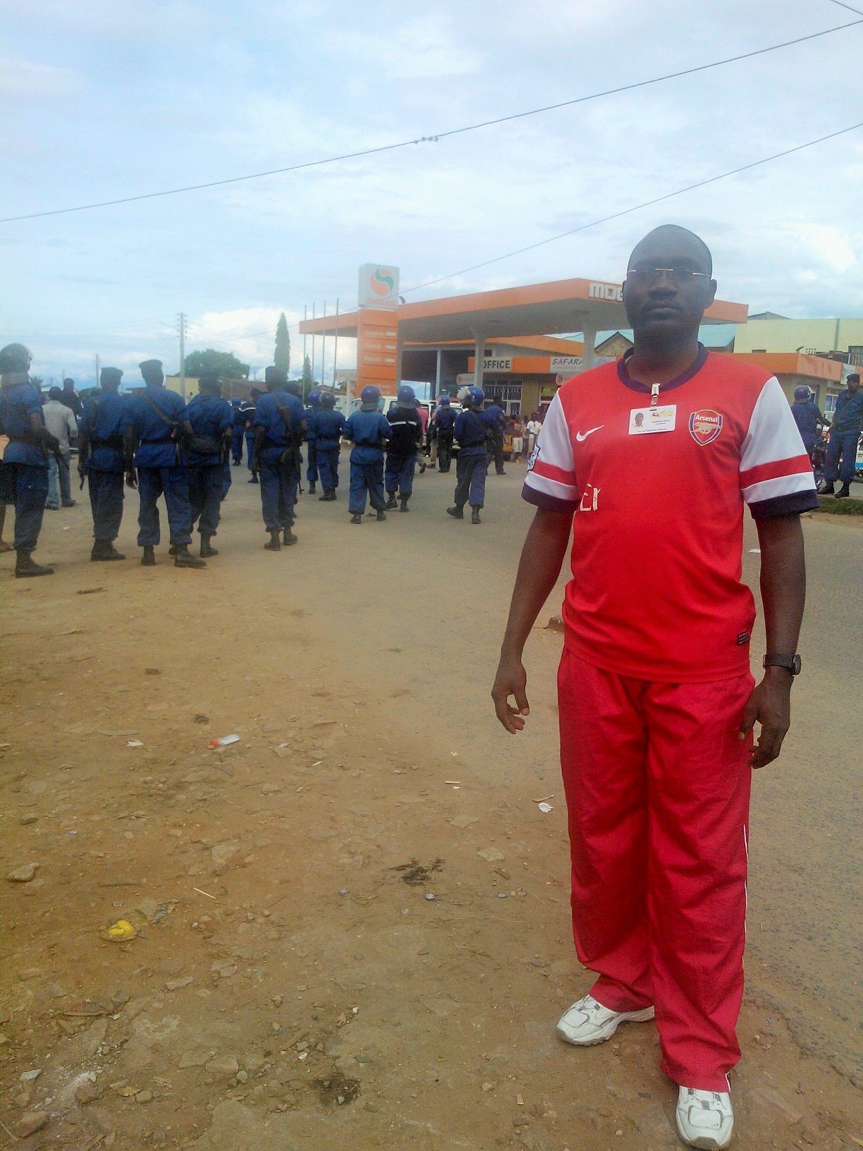 Journalist Desire Nimubona during protests in Bujumbura
