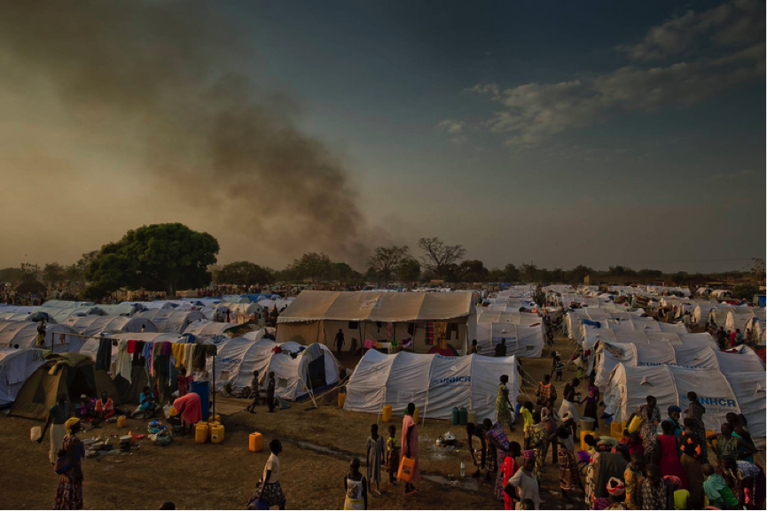 A transit centre for South Sudanese refugees in northern Uganda.