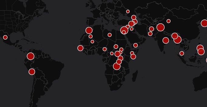 A map of all active conflicts globally