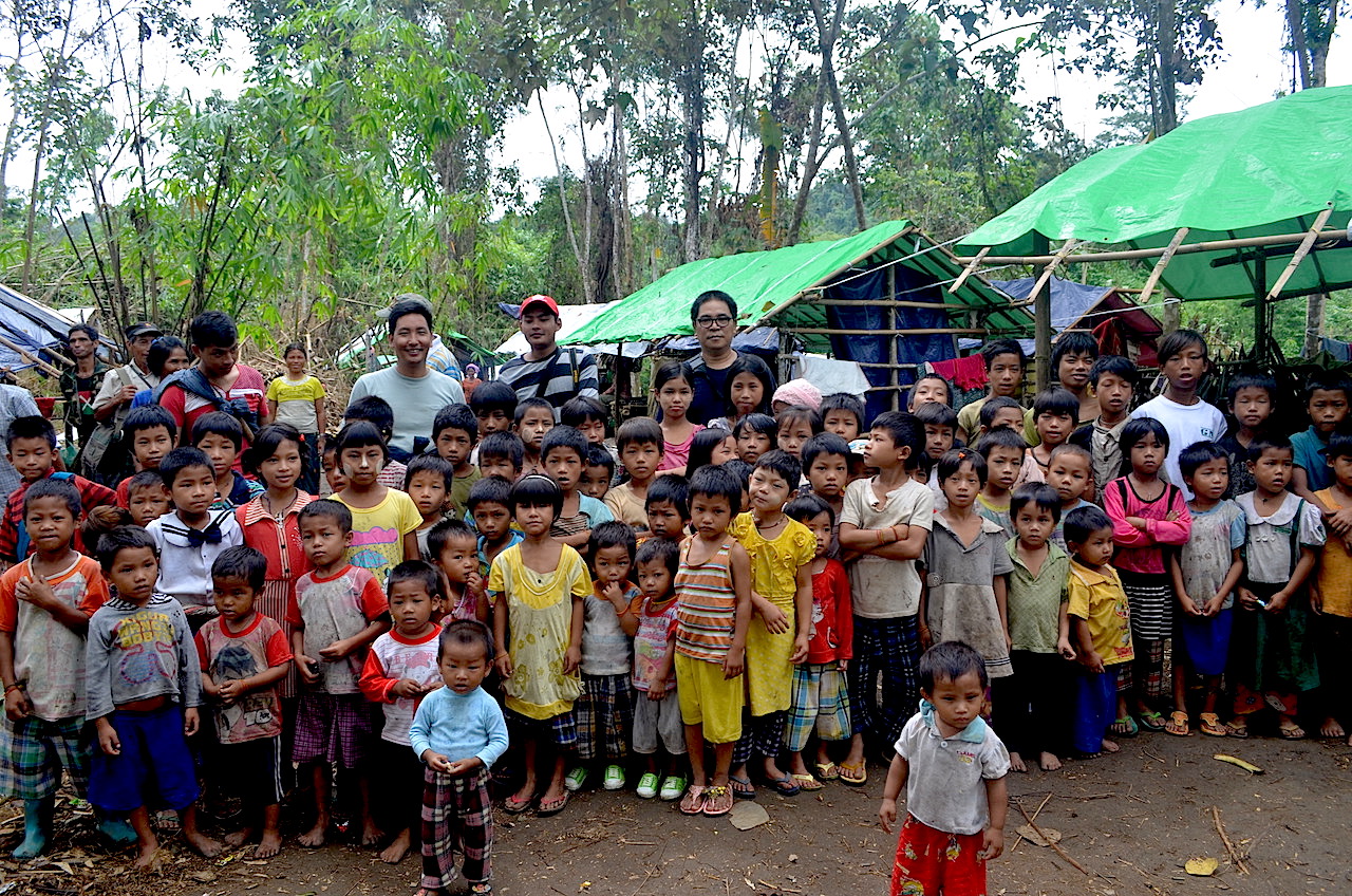 Villagers displaced by fighting in Kachin state between the Myanmar military and the Kachin Independence Army fled to makeshift shelters in the jungle