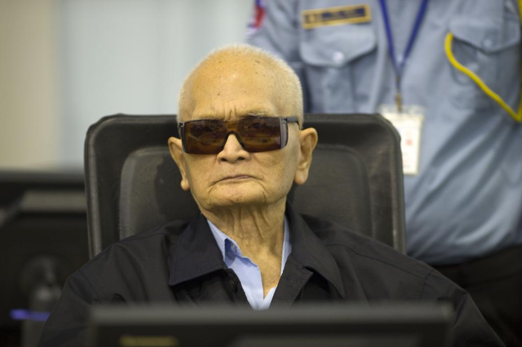 Khmer Rouge deputy leader Nuoun Chea at the war crimes tribunal in Cambodia in early 2015