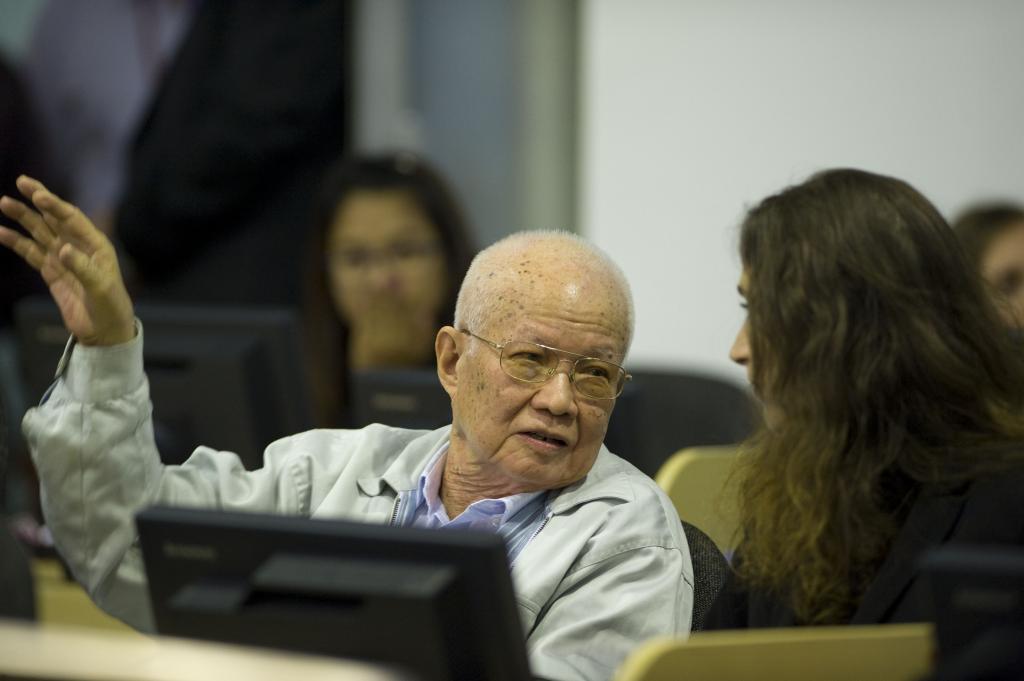 Former Khmer Rouge head of state Khieu Samphan at the war crimes tribunal in Cambodia in early 2015