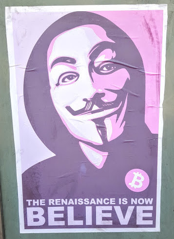 Hackers and bankers agree that Bitcoin is the start of something big.
Bitcoin poster, London