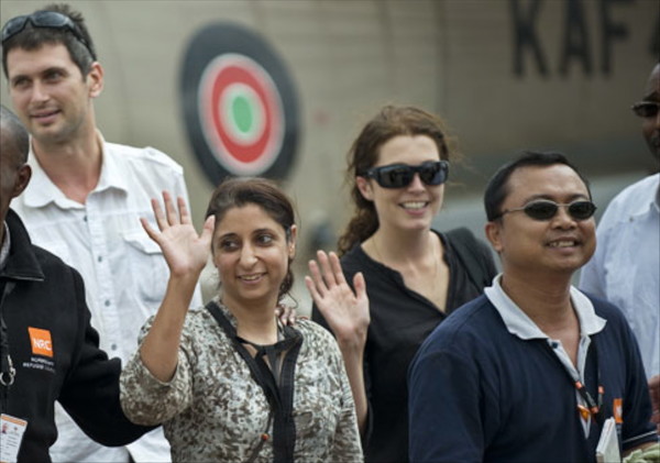 NRC staff member Steve Dennis and colleagues in Nairobi shortly after being rescued from being held hostage in Dadaab, 2012