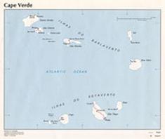 Country Map - Cape Verde. The archipelago of Cape Verde is located off the west coast of Senegal