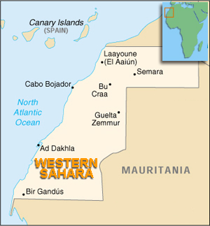 Map of Western Sahara.