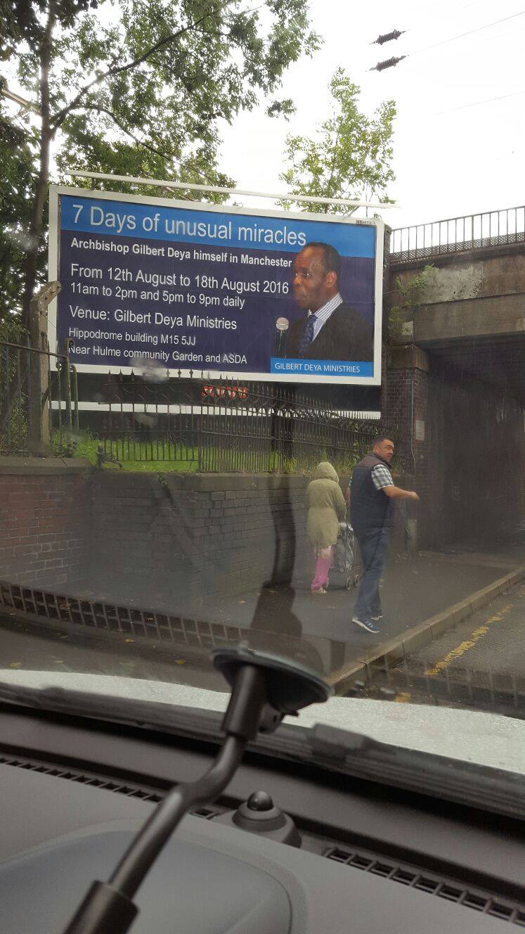 A billboard detailing Gilbert Deya