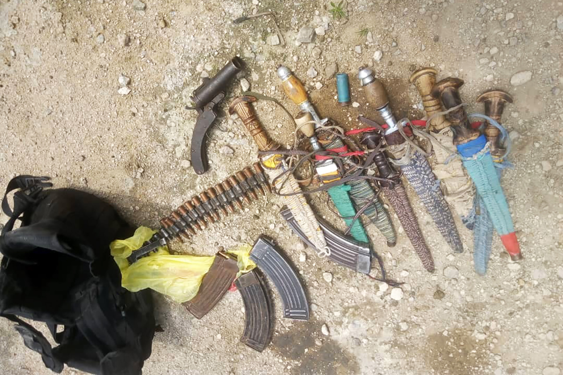 More than 1,000 Boko Haram fighters have surrendered to the army in the last few weeks - handing over the weapons they carried. (Image taken from social media)