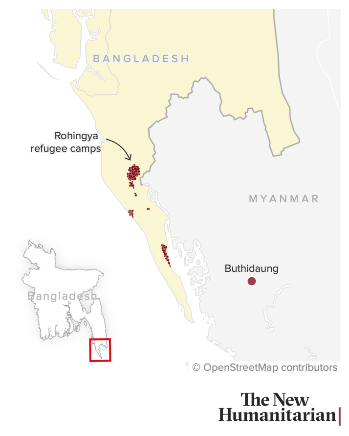 Map of Rohingya camps in southern Bangladesh
