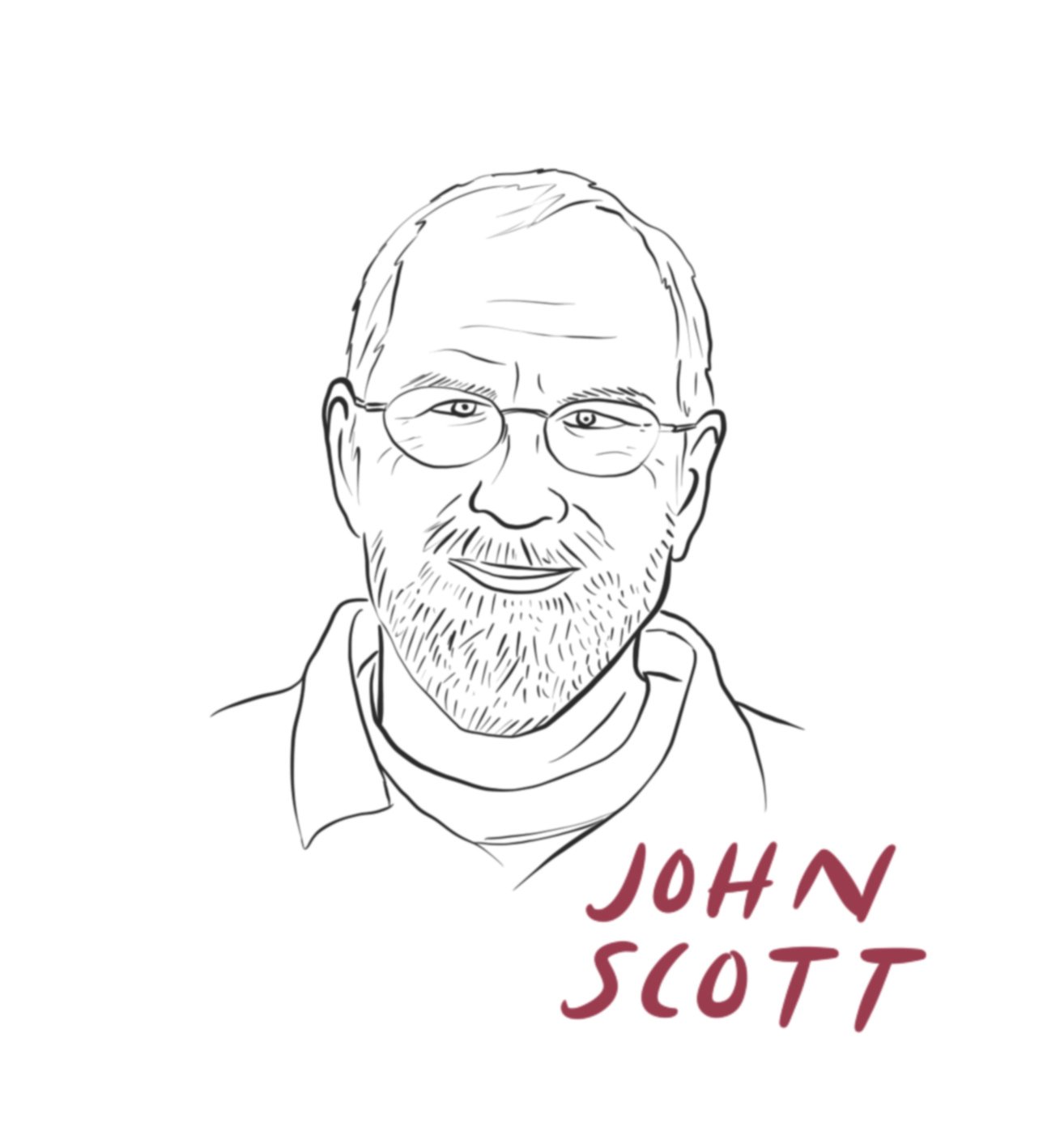 Illustrated headshot of John Scott