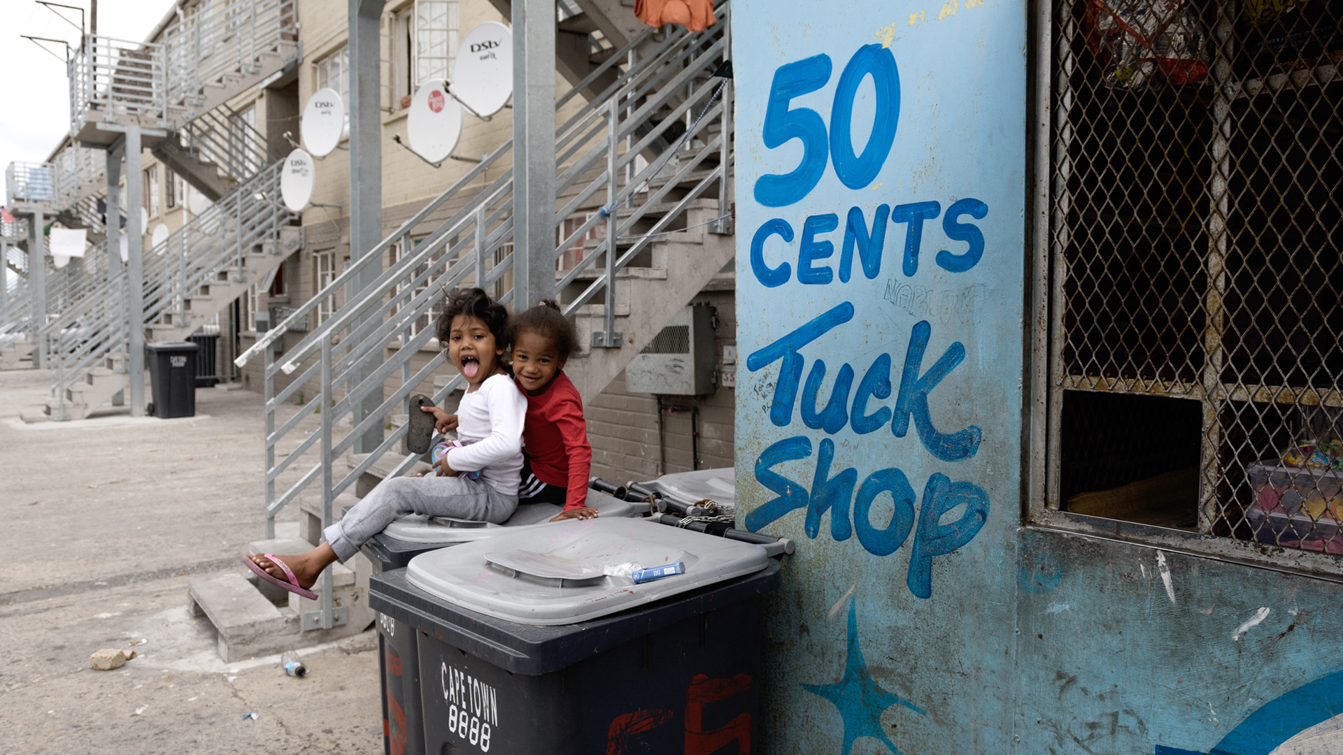 Children playing in Hanover Park. The Cape Town suburb is a hot spot for city gangs and residents are routinely maimed and killed by cross-fire between rival gangs.