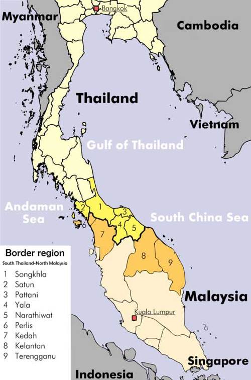 Southern Thailand map
