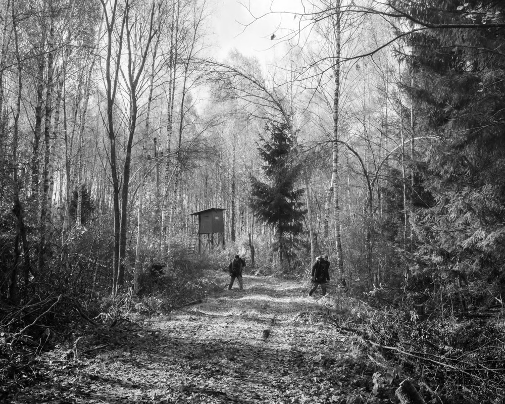 A group of refugees from Yemen hiding in the forest near the Polish village of Szymki, in December 2021.