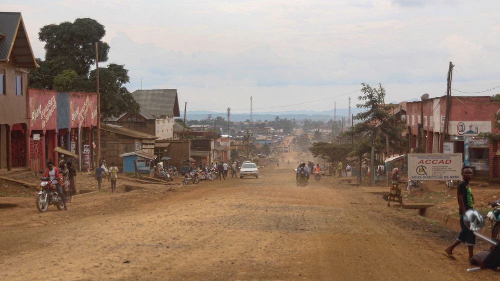 This main road leads toward the hills around Beni and the many villages abandoned after recent massacres.