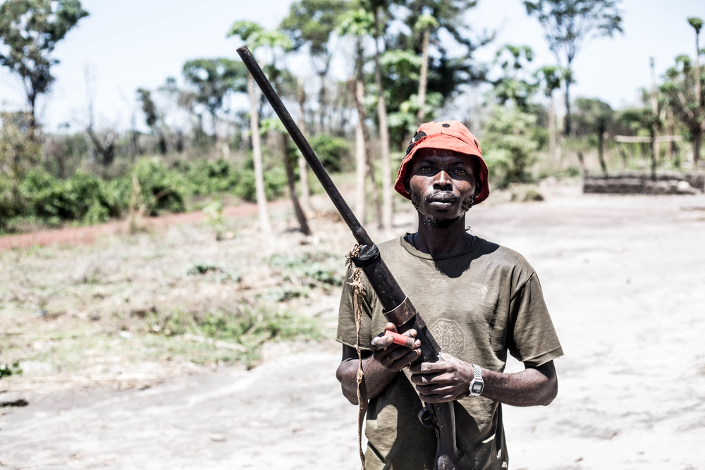 A man holds a home-made rifle in the Central African Republic