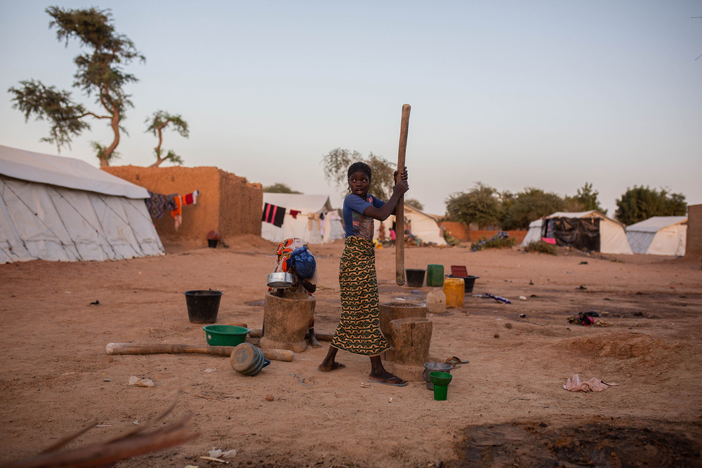 A displacement camp in the Bandiagara region. More than 350,000 people are currently internally displaced in Mali, while food insecurity has soared this year.