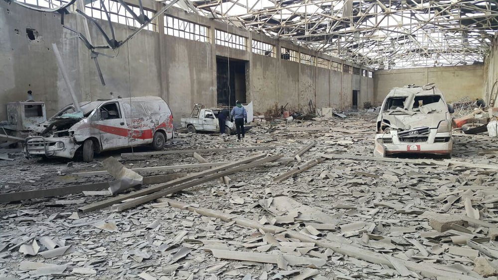 Destroyed ambulance