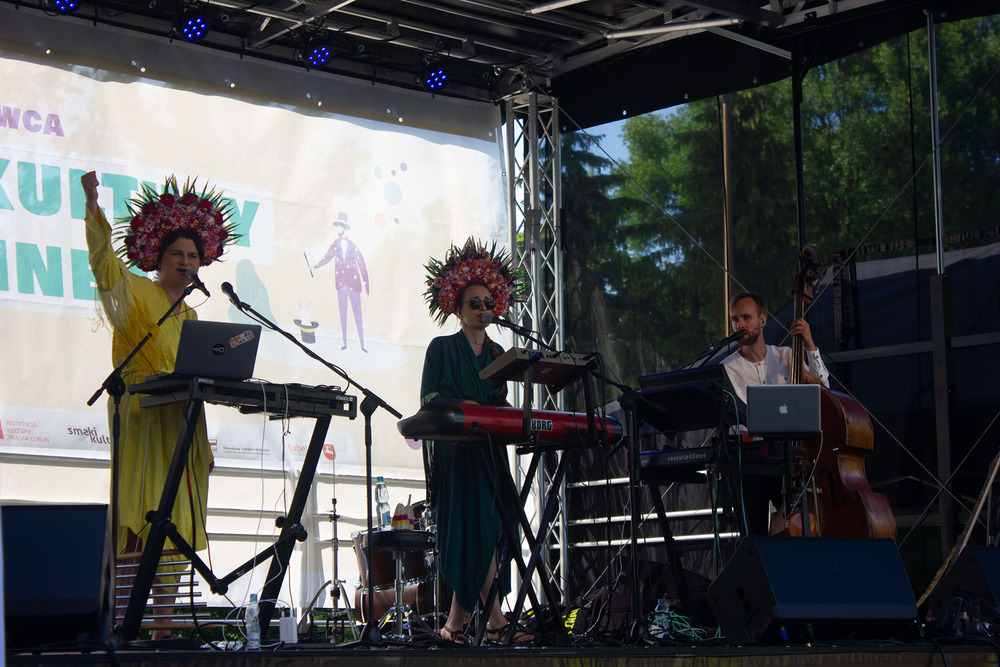 The Polish-Ukrainian band DAGADANA performs at a festival recognising volunteer efforts to support Ukrainian refugees in Lublin, Poland on 26 June.
