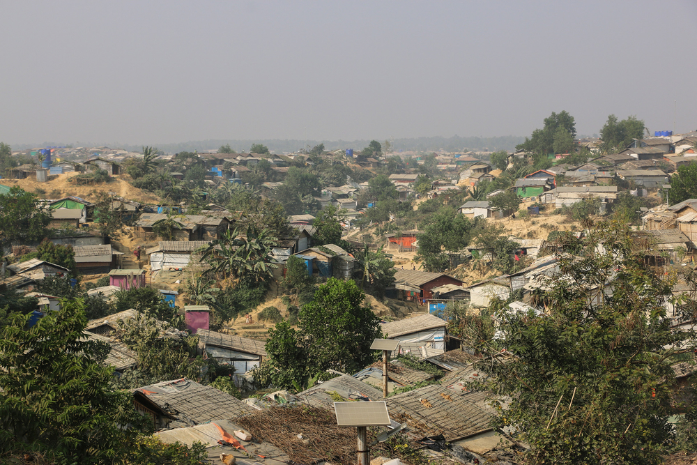 The Rohingya camps, spread out over steep hills in southern Bangladesh