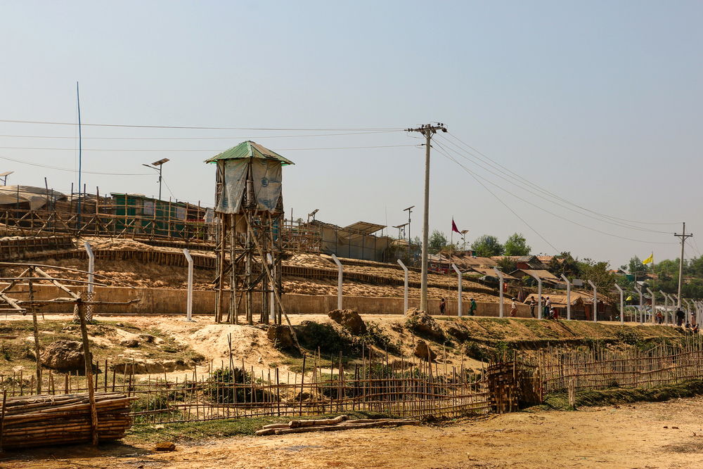 Image of watchtower in refugee camp in Bangladesh