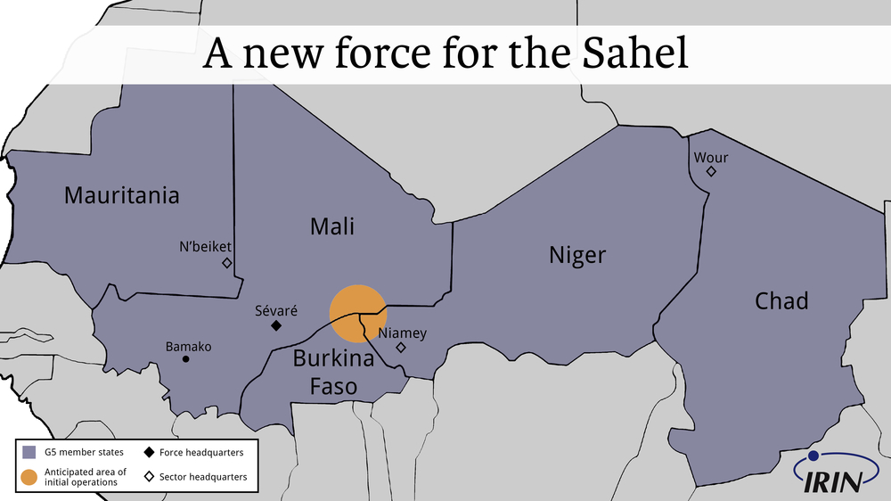 Map of the G5 Sahel Bloc territory
