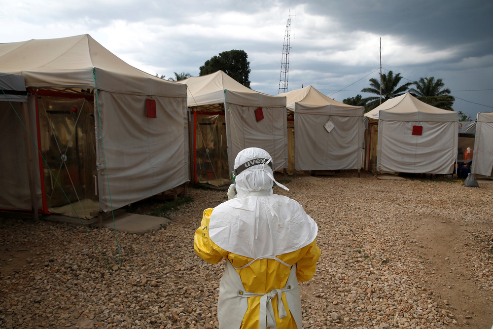 A health worker wearing Ebola protection gear in Beni