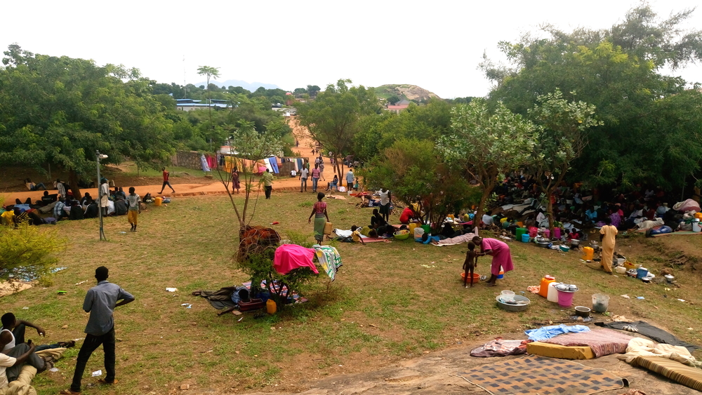 Displaced people take refuge at the WFP compound in Juba