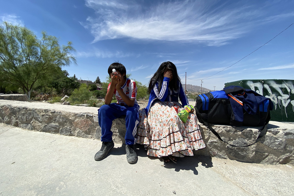 A Tarahumara boy and girl recently displaced from their homes in the Sierra Tarahumara.