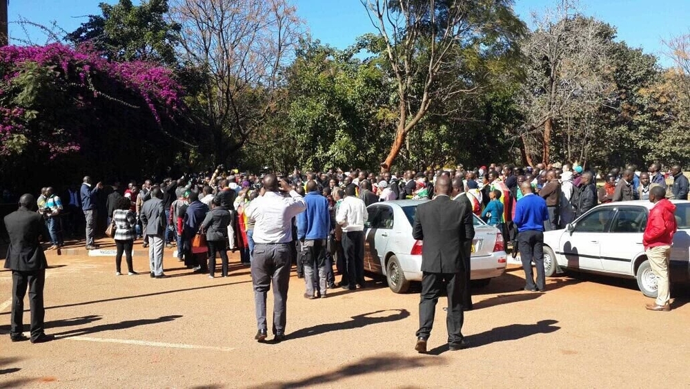 Protesters gather outside magistrate's court