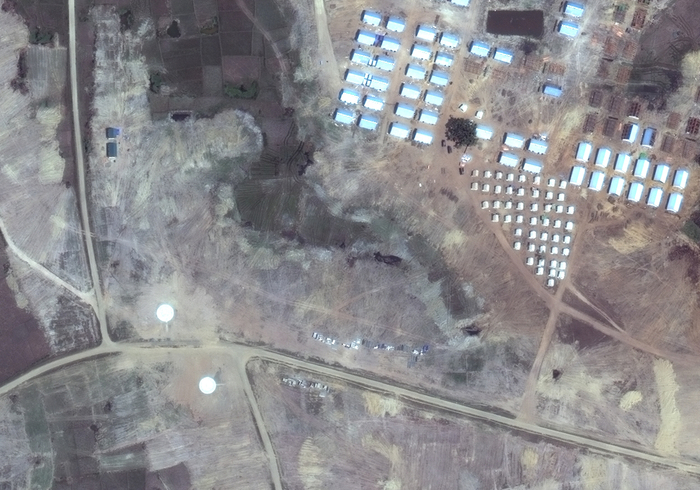 Satellite image of helicopter pads near Hla Poe Kaung