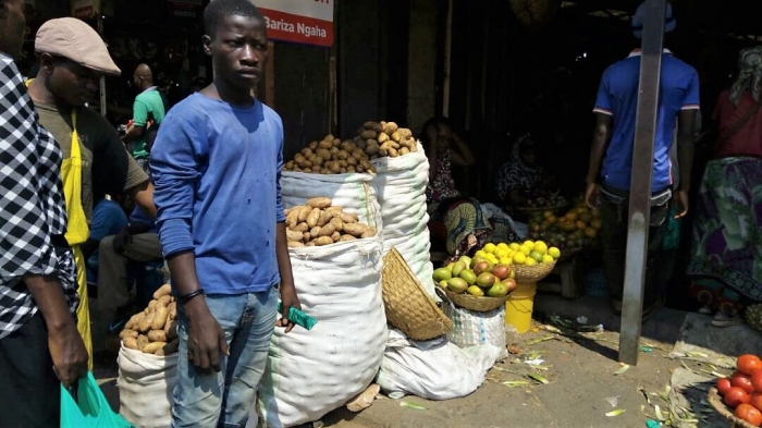 Potato seller in Bujumbura market