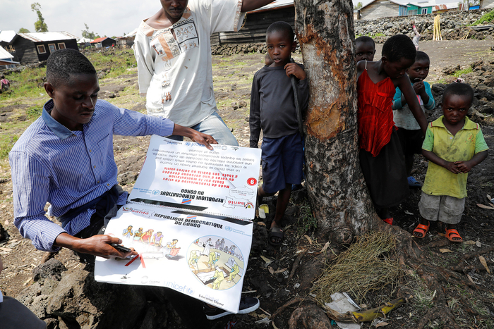 Ferdinand Tangenyi displays a flip book