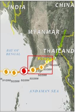 Map of cyclone Nargis.