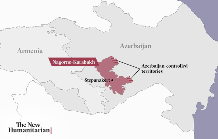 A map showing the disputed territory of Nagorno-Karabakh.
