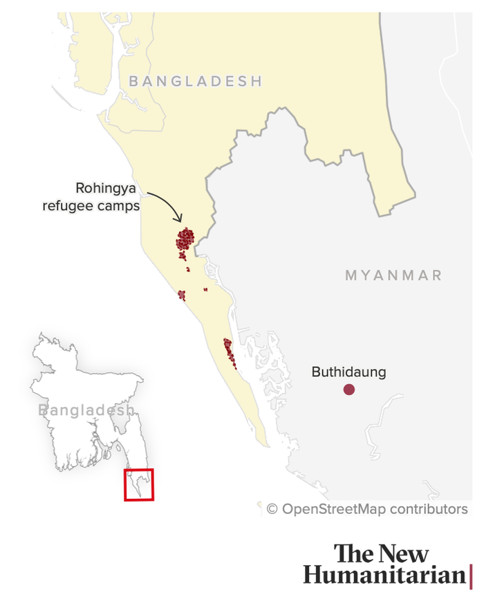 Map of Rohingya camps in southern Bangladesh