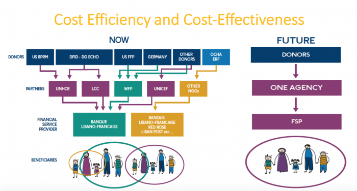 An extract from a presentation about a refugee aid project in Lebanon by DFID and ECHO