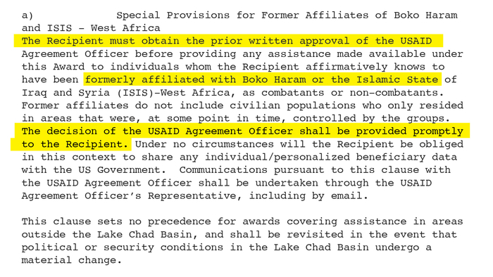 USAID's controversial new grant clause for aid agencies working in Nigeria.