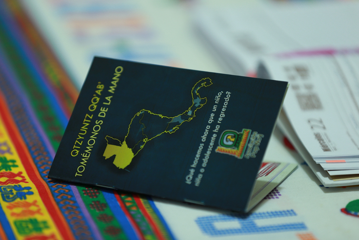 A booklet for deported children with information in Mayan languages, provided by a local NGO, Pop Noj.