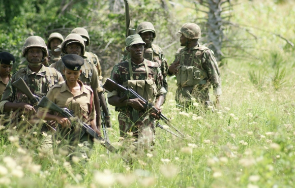 Police patrol in Mpeketoni, Lamu county, Kenya (July 2014)